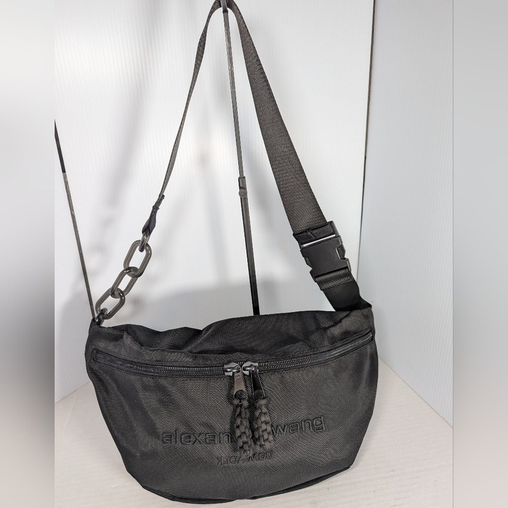 Alexander Wang medium Nylon Logo Printed Attica Gym Shoulder Bag Black
